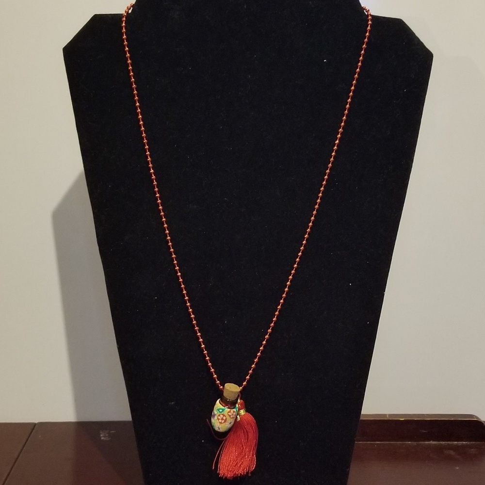 Yellow Fimo Clay Bottle Aromatherapy Necklace